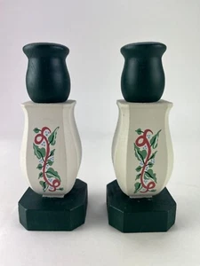 Wood Candlestick Taper Candle Holder Rustic Farmhouse Cottage Christmas Holiday - Picture 1 of 7