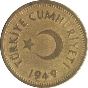 Turkish Coin Turkey 10 Kurus | Istanbul | Moon Star | 1949 - 1956 - Picture 1 of 6