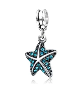 Dije colgante de estrella de mar azul con cristales para pulseras de dijes - Picture 1 of 1
