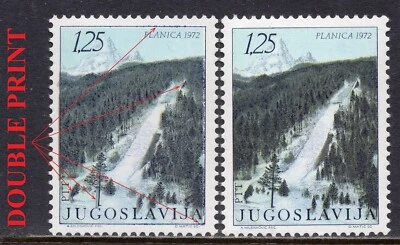 097 - YUGOSLAVIA 1972 - Slovenia - Planica - Double Print - ERROR - MNH - Image 1 of 2