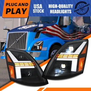 Pair LED Headlights Lamps For Volvo VN/VNL/VNM 2004-2018 Truck Black Projector - Picture 1 of 15