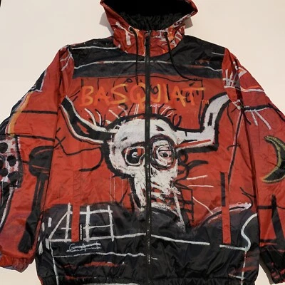Chaqueta Abrigo Forrada con Capucha Cremallera Completa Solo Miembros Basquiat Para Hombres GRANDE Todo Arte Foto 1 de 4