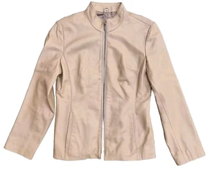 Vintage Lederjacke Beige Butterweich Biker Damen Medium Made In England - Bild 1 von 10