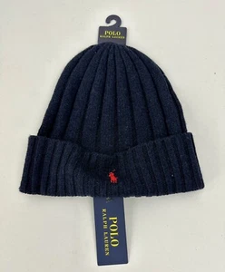 Polo Ralph Lauren Knit Beanie w/ Cuff Blue with Red Pony Insignia - Picture 1 of 3