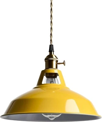 CLAXY Macaron Yellow Pendant Lights Modern Metal Barn Pendant Light Fixture