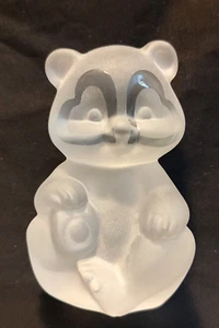 Fenton Glass SAND CARVED Crystal Satin Bear with Hearts by Rosso - Picture 1 of 8