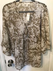 NWT WEEKEND SUZANNE BETRO SHEER PAISLEY WOMENS TOP SIZE LARGE - Picture 1 of 5