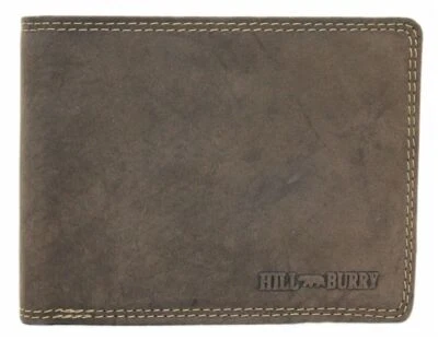 HILL BURRY Geldbeutel Herren Leder Portemonnaie Querformat Geldbörse mit vielen Fächern