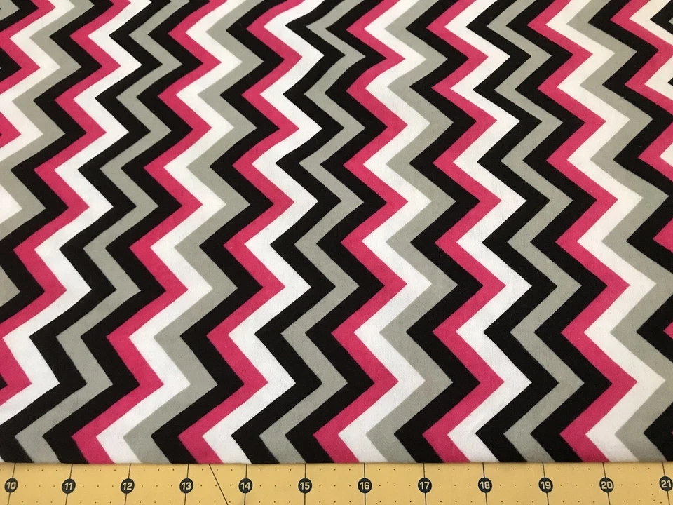 Chevron Beetroot Pink Flannel Fabric Sold By The Yard #2047 - Image 1 of 2