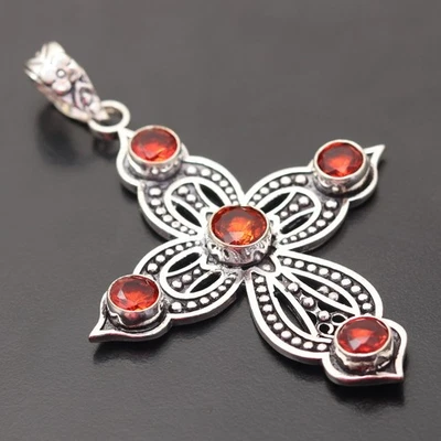 Hessonita Cuarzo Piedras Preciosas Plata de Ley 925 Hecho a Mano Colgante Joyería Regalo para Foto 1 de 4