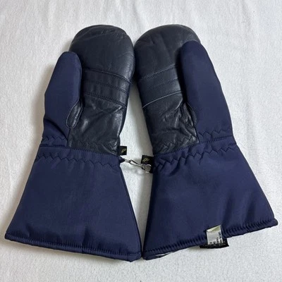Mitones para moto de nieve Polaris talla M azul marino unisex acolchados forrados de vellón ribete de cuero Foto 1 de 4