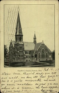 First M. E. Church,Fostoria,OH 1907 County Ohio Postcard - Picture 1 of 2