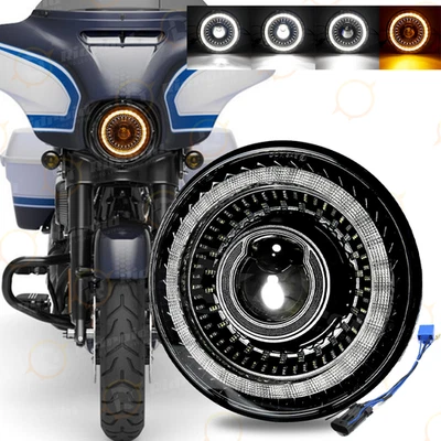 Faro LED y anillo de halo DOT de 7 pulgadas para Harley Davidson Touring Street Glide Foto 1 de 4