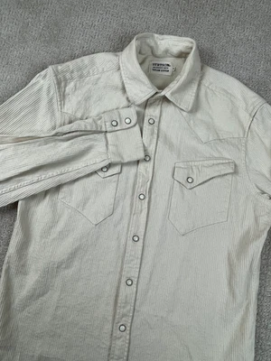 Taylor Stitch Stetson Western Shirt Size 40 Ivory Roped Cord Corduroy Pearl Snap - Image 1 of 4