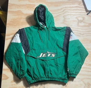 Vintage New York Jets Starter Pullover Hooded Jacket Rare 90s Green Men’s L - Picture 1 of 9