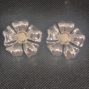Vintage Ohrringe silberfarben strukturiert Blume leicht Statement Boho - Bild 1 von 7
