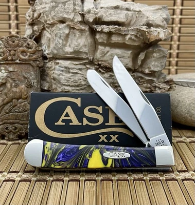 Cuchillo de Bolsillo Case XX EE. UU. Hermosa Púrpura Paraíso Mica Perla Acero Inoxidable Trampero Foto 1 de 4