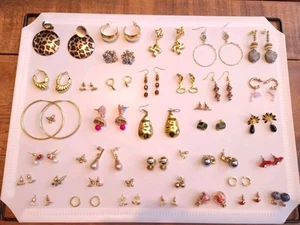 Costume Earrings Joblot X 40. Dangle, Stud, Hoop. Gold Plate &Tone. Mixed. - Picture 1 of 12