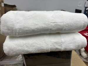 100% Egyptian Cotton Bath Towel 2-Pack 27x58in Soft Bathroom Towels Lotus WHITE - Picture 1 of 5