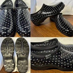 Sloggers Women’s Black Polka Dots Rain Garden Shoes Outdoor Indoor Clogs Size 8 - Picture 1 of 11