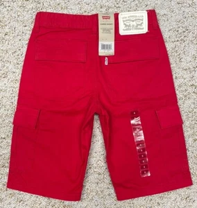 Levi Youth Cargo Boys Shorts size 8 Adjustable Waist Below Knee red - Picture 1 of 20