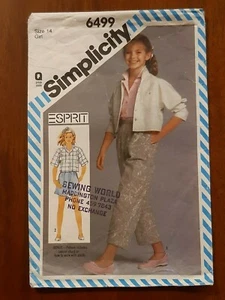 SIMPLICITY PATTERN - 6499 GIRL'S PANTS SHORTS SHIRT OVERSHIRT PLEAT SZ 14 USED - Picture 1 of 2