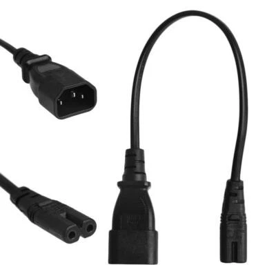 IEC 3-Pin Kettle C14 Male To C7 Female Converter Adapter Cable For PDU UPS 35CM - Image 1 of 4