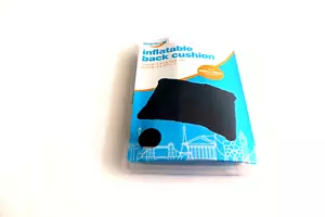 INFLATABLE BACK CUSHION TRAVEL BACK SPORT CUSHION 40cm x 26cm APPROX BLUE - Picture 1 of 6