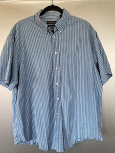 Roundtree & Yorke Shirt Men's Size XL Short Sleeve Button Up Blue Striped - Picture 1 of 5