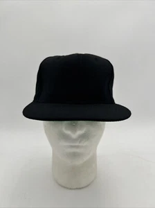 Vintage Yupoong Black Flat Brimmed Hat Cap Size 7 - Picture 1 of 8