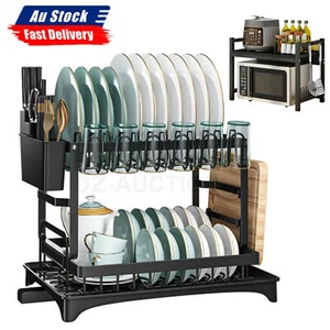 2 Tier Kitchen Dish Rack Dishrack Cup Dish Drainer Plate Tray Holder Organizer - Picture 1 of 18