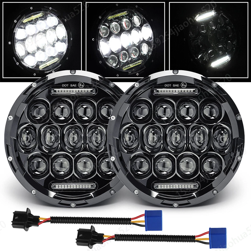 2X  For Suzuki Samurai SJ410 7 inch LED Round Headlights Pair DRL Hi/Lo Beam - Image 1 of 4