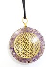 Amethyst flower of life healing EMF 5G protection Orgone Pendant Necklace Cord