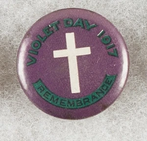 World War One Australia Violet Day 1917 Remembrance Pinback Button Badge- RARE - Picture 1 of 1
