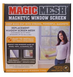 Pantalla de ventana magnética de malla mágica, adecuada para la mayoría de las ventanas, nueva - Imagen 1 de 3