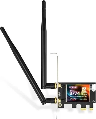 EDUP PCIe WiFi Adapter 8774Mbps WiFi 7 with Bluetooth 5.4 Network Cards - Image 1 of 4