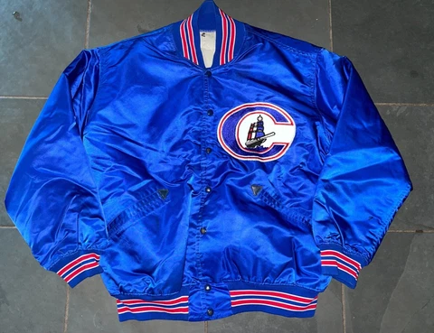 70s 80s Columbus Clippers #22 MILB Baseball Game Worn Satin Jacket Rawlings 44 Cover