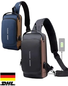 Herren Brusttasche mit USB Umhängetasche Crossbody Sling-Bag Schultertasche - Bild 1 von 16