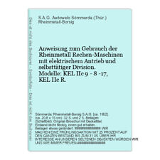 Anweisung zum Gebrauch der Rheinmetall Rechen-Mas Rheinmetall-Borsig, S.A.G. Aw