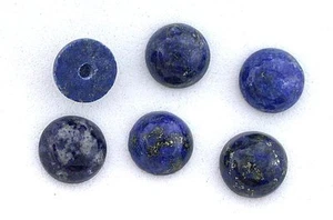 TWO 7mm Round With Bottom Drilled Hole Lapis Lazuli Cab Cabochon Gem Gemstone - Picture 1 of 1