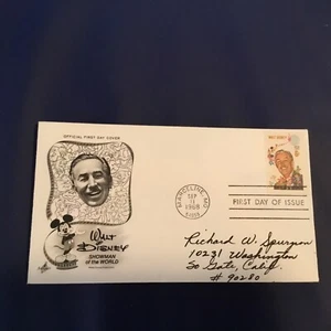 FDC Covers 1968 #1355 Walt Disney Showman Of The World Cachet 6 Cent Stamp USA - Picture 1 of 2