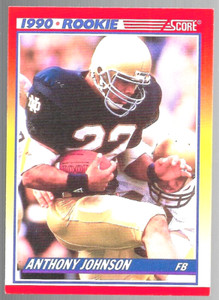 1990 Score Rookie Anthony Johnson 624 Indianapolis Colts Football Card  