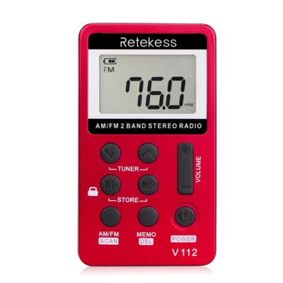 Retekess V112 Pocket FM/AM Radio Mini Receiver Digital Rechargeable Walking - Image 1 of 4