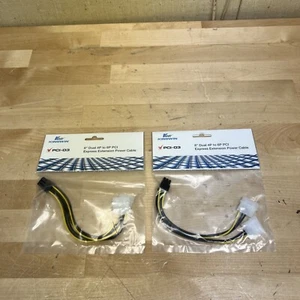 Kingwin PCI-03 8” Dual 4Pin Molex(M) to 6Pin (F) PC-E Extension Power Cable 2-PK - Picture 1 of 7