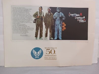 Art Print World War II 50th anniversary Fine Art series Men Of The 99th Squadron - Image 1 of 4