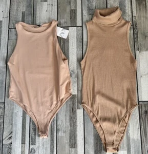 2 Zara Nude Colored Bodysuits Size Large New With Tags - Picture 1 of 10