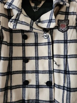 Chaqueta para niña Tommy Hilfiger crema azul marino a cuadros totalmente forrada talla 12 Foto 1 de 4