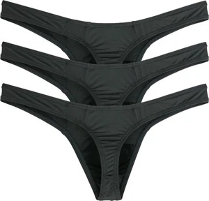 Men's Thong Underwear Sexy Low Rise T-Back Under Panties (Large, Black-3 Pack) - Picture 1 of 3