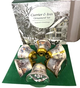 Royal Heritage Collection Currier & Ives 6er Set Glockenornamente Winter A6 - Bild 1 von 13