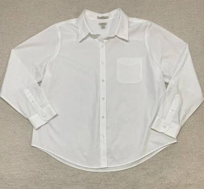 L.L Bean Button Up Shirt Women’s Large Petite Wrinkle Free White 276118 - Image 1 of 4